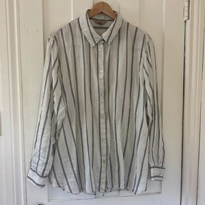 H&M Striped Linen Button Down Shirt